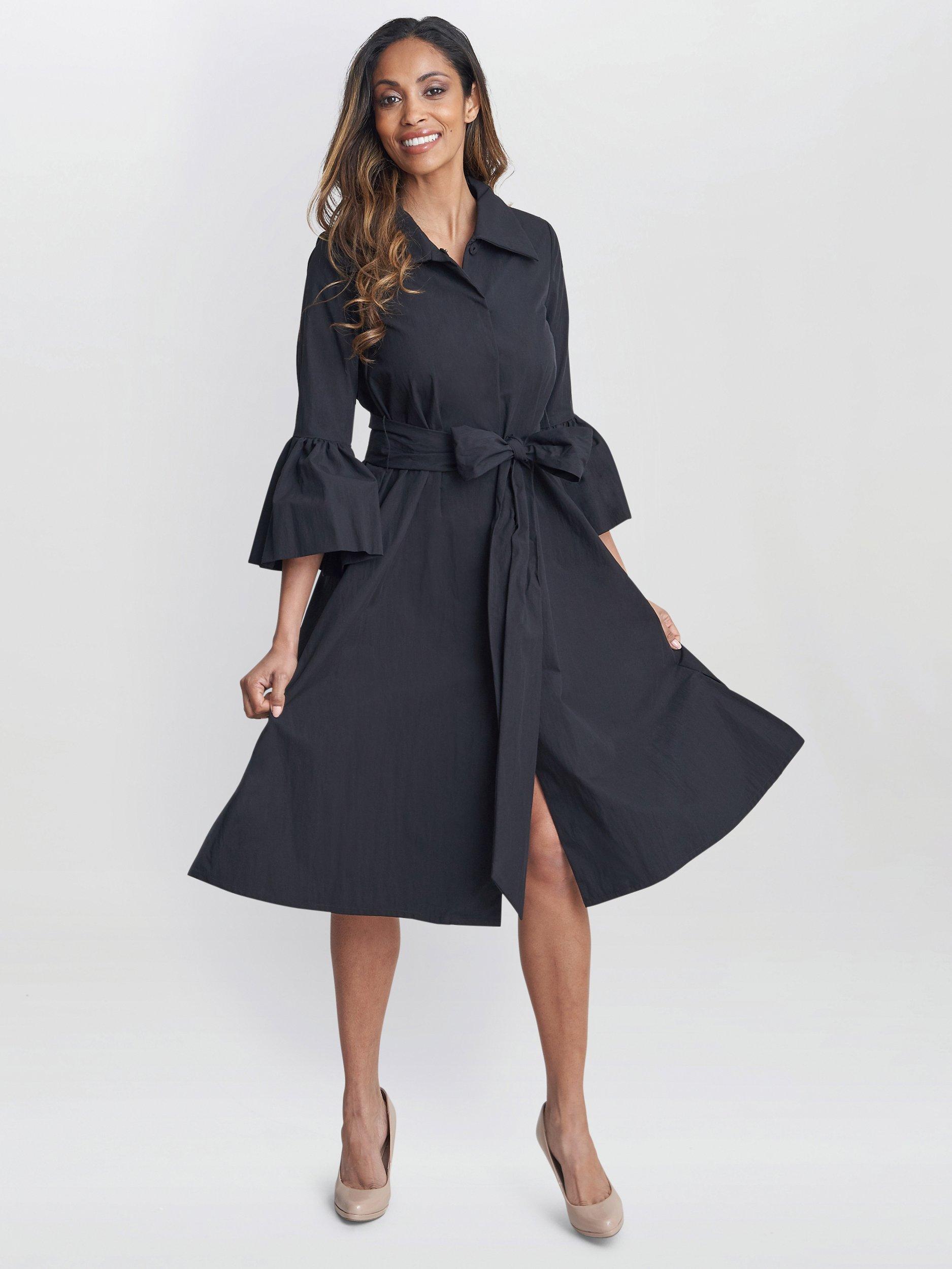 Product image 7 of 7, which shows Gina Bacconi Melinda Taffeta Dress, Black, 8