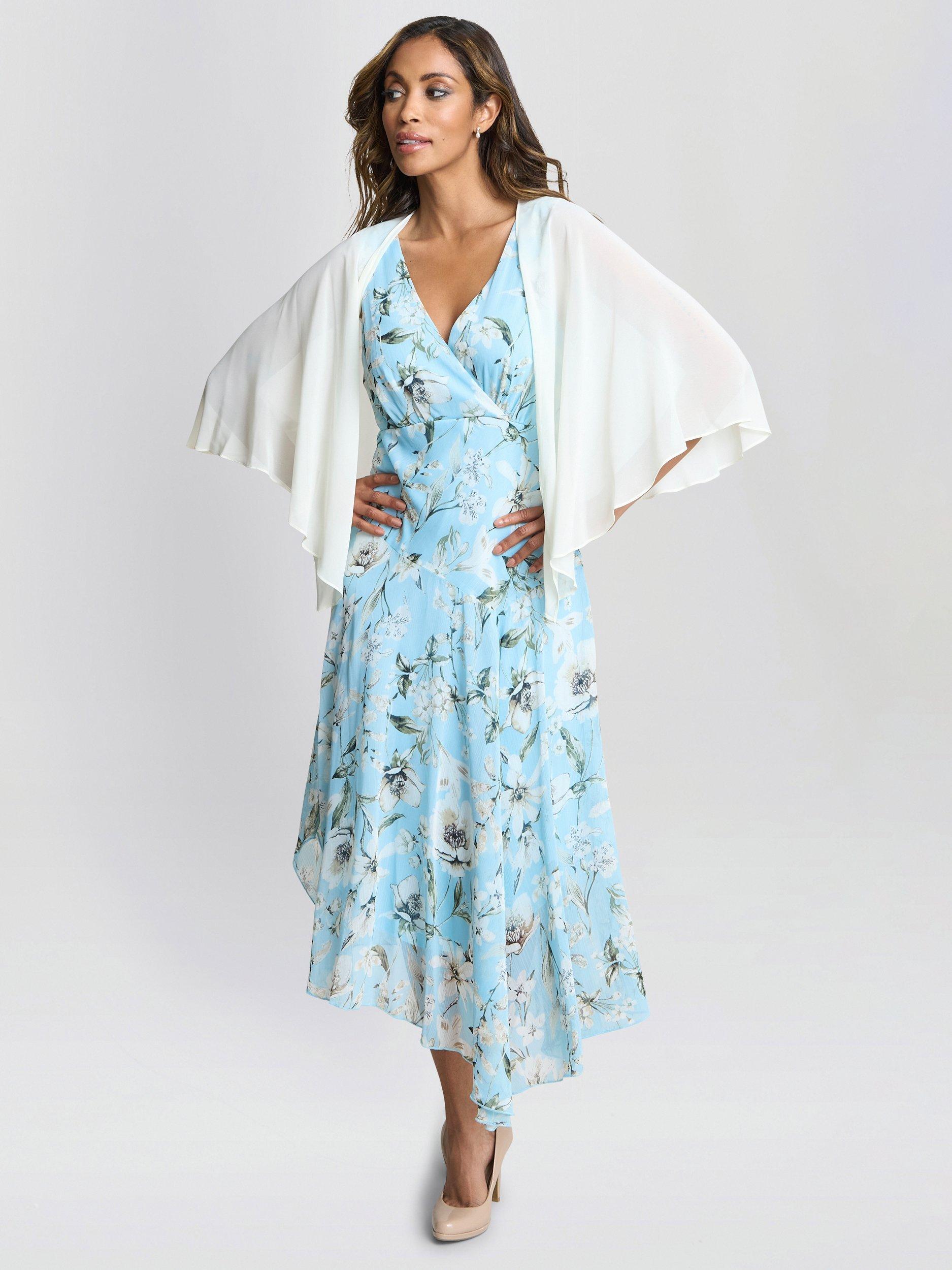 Product image 2 of 2, which shows Gina Bacconi Chiffon Cover Up Shawl, Ivory, S-M