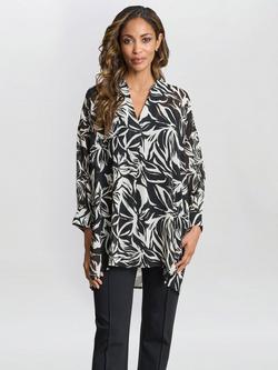 Gina Bacconi Dido Collarless Top, Black/White, Black/White