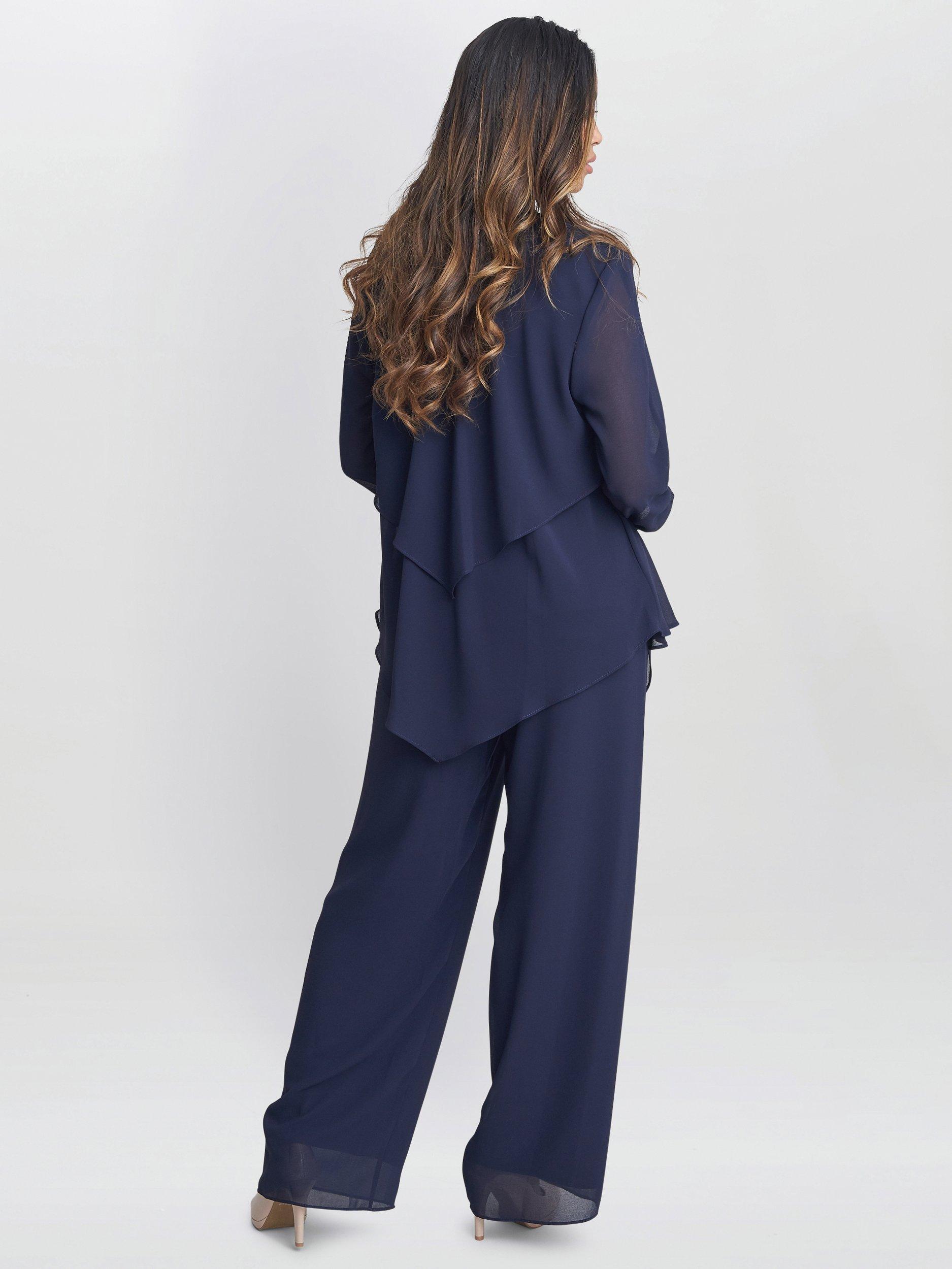 Product image 2 of 5, which shows Gina Bacconi Demelza 3 Piece Trouser Suit, Navy, 14