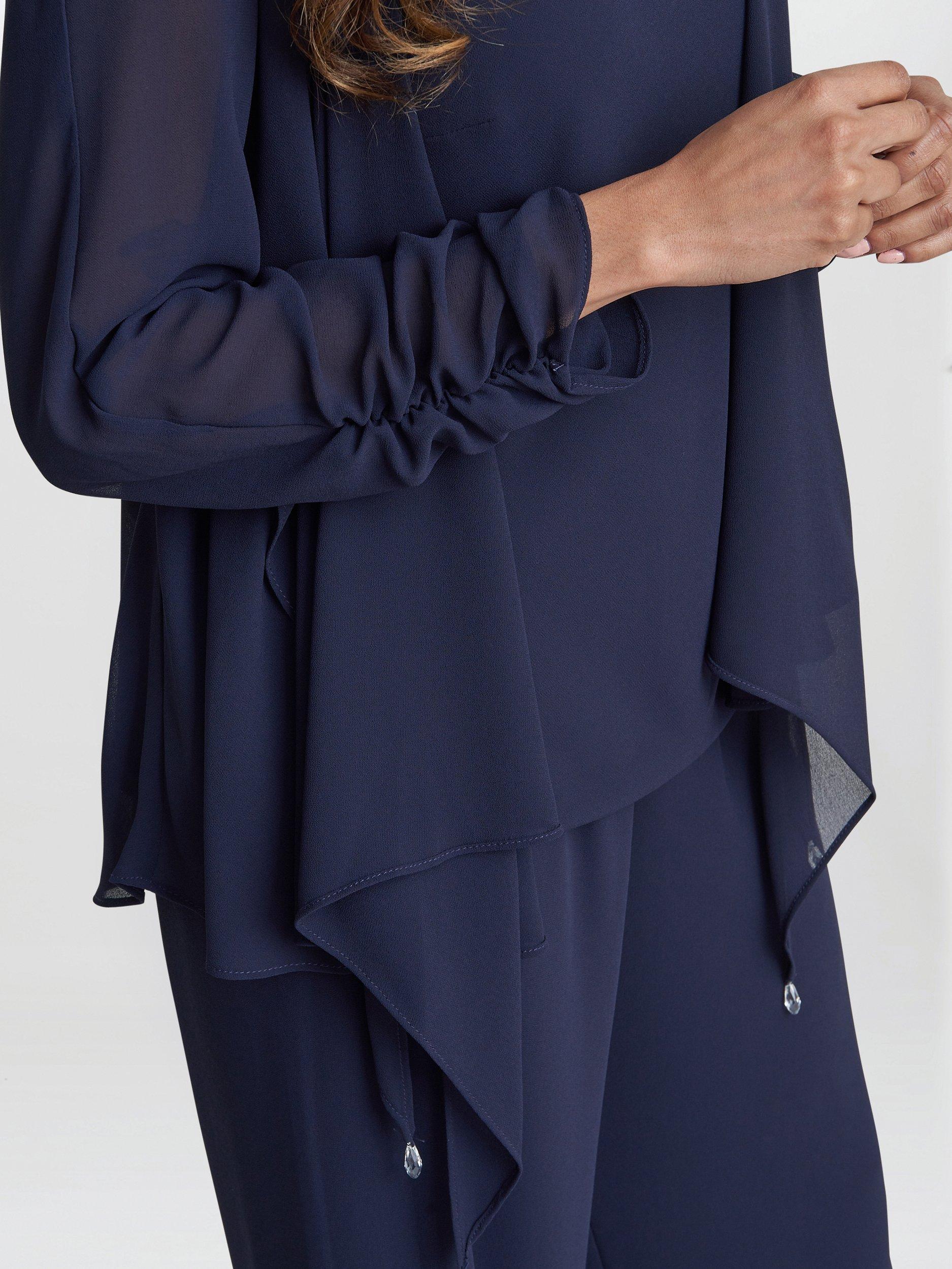 Product image 4 of 5, which shows Gina Bacconi Demelza 3 Piece Trouser Suit, Navy, 14