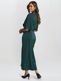 Gina Bacconi Misha V-Neck Midi Dress, Dark Green - view 2, Dark Green