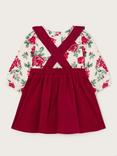 Monsoon Baby Floral Long Sleeve Top & Pinafore Set, Red