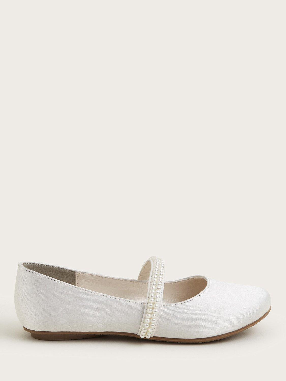 Product image 1 of 3, which shows Monsoon Kids' Pearl Ballerina Shoes, Ivory, 7 Jnr