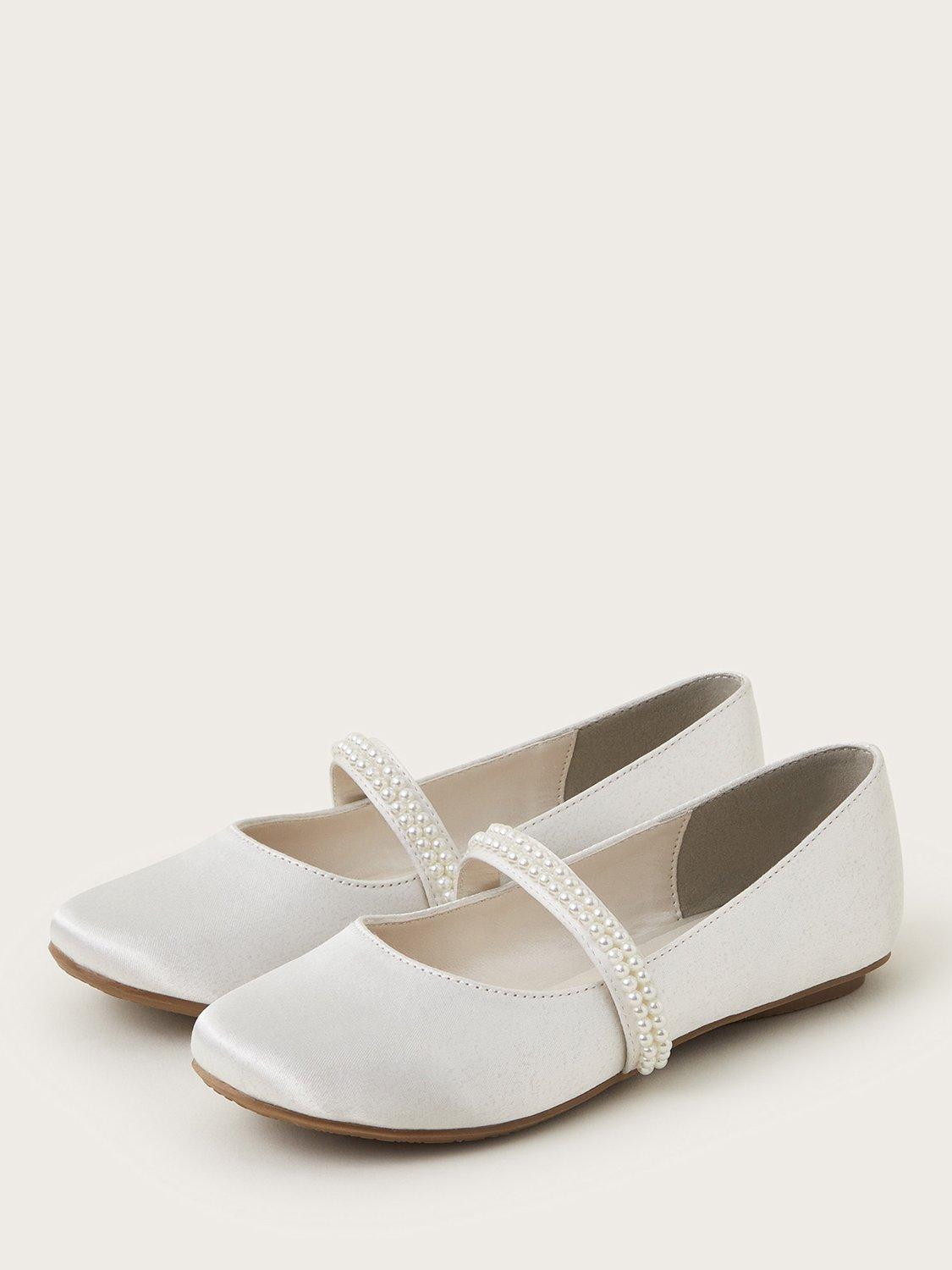 Product image 2 of 3, which shows Monsoon Kids' Pearl Ballerina Shoes, Ivory, 7 Jnr
