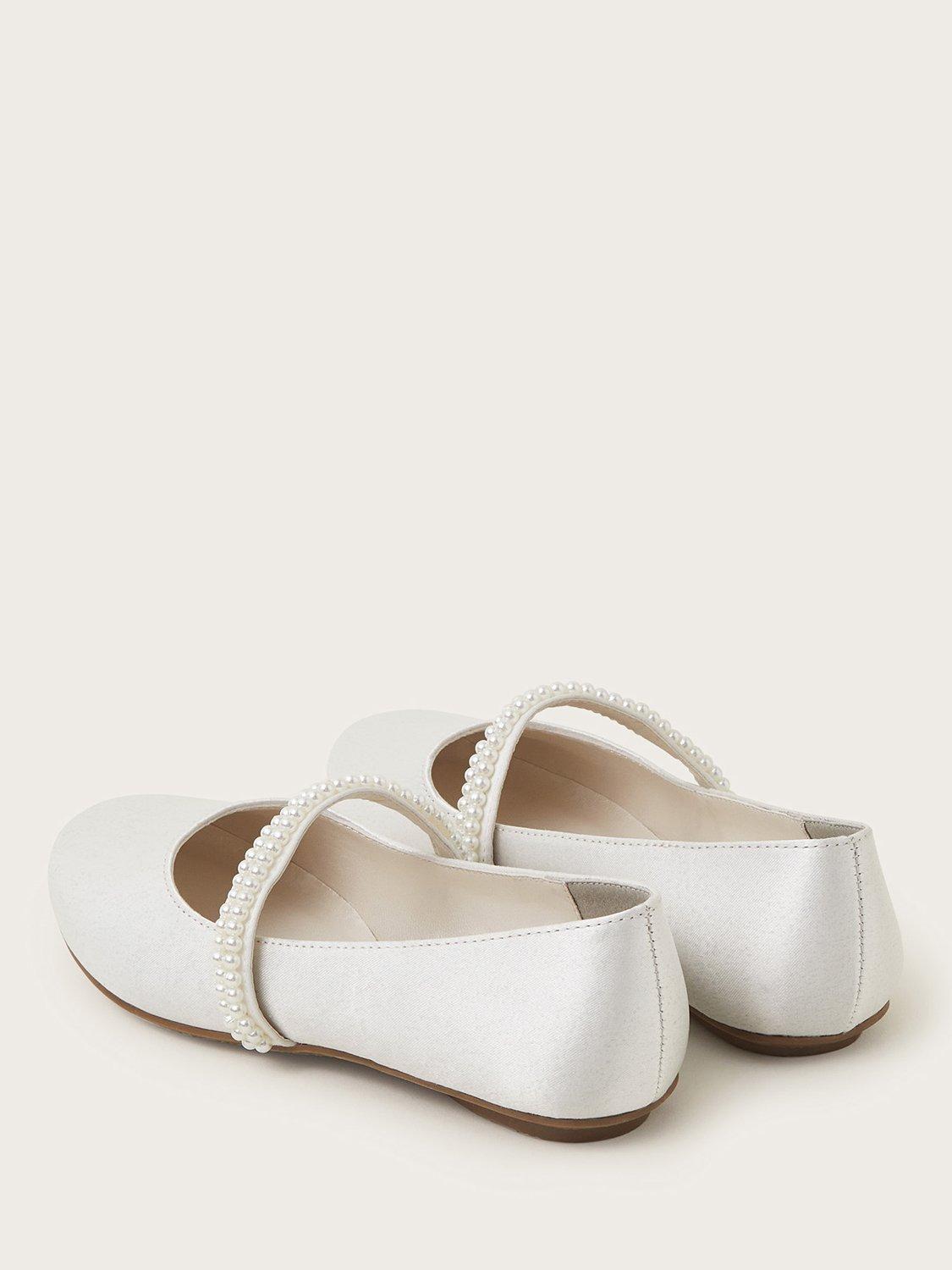 Product image 3 of 3, which shows Monsoon Kids' Pearl Ballerina Shoes, Ivory, 7 Jnr