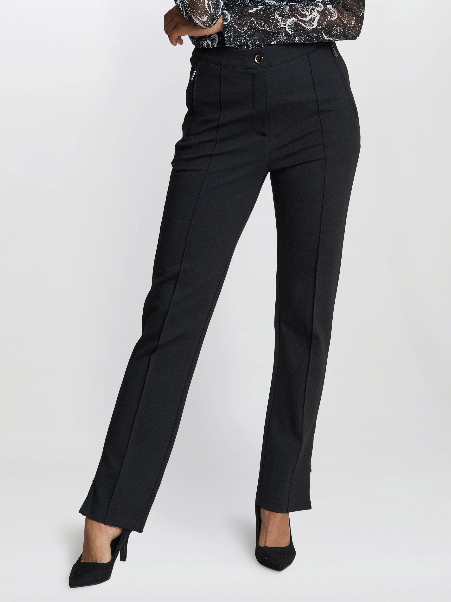 Product image 1 of 6, which shows Gina Bacconi Stephanie Ankle Slit Trousers, Black, S