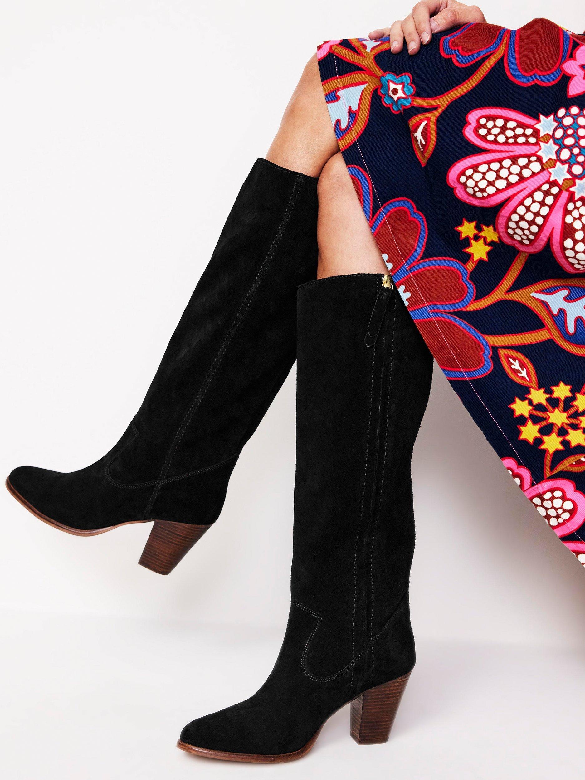 Boden Suede Knee High Boots Black