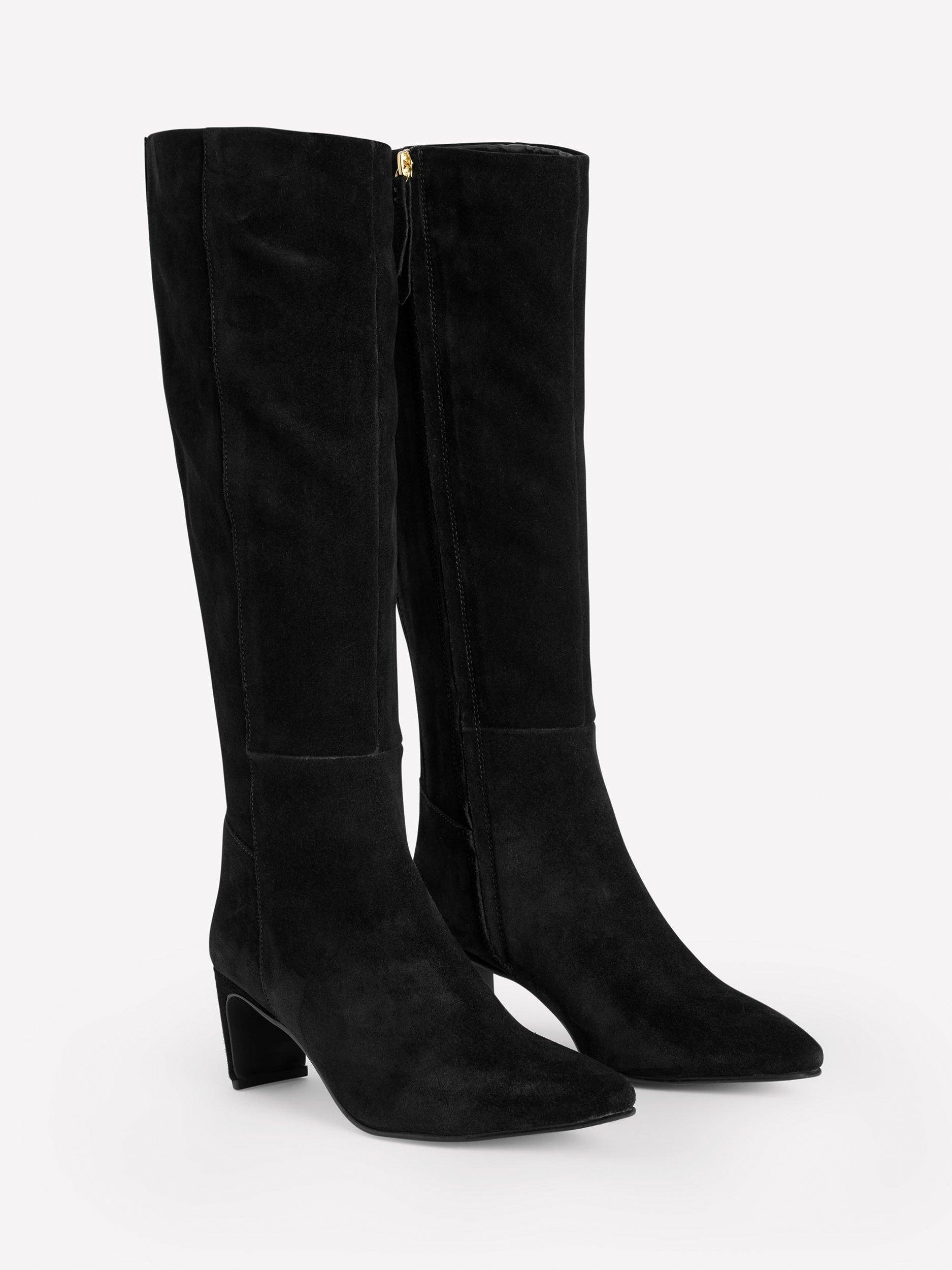 Product image 3 of 4, which shows Boden Suede Back Panel Knee High Boots, Black, 4