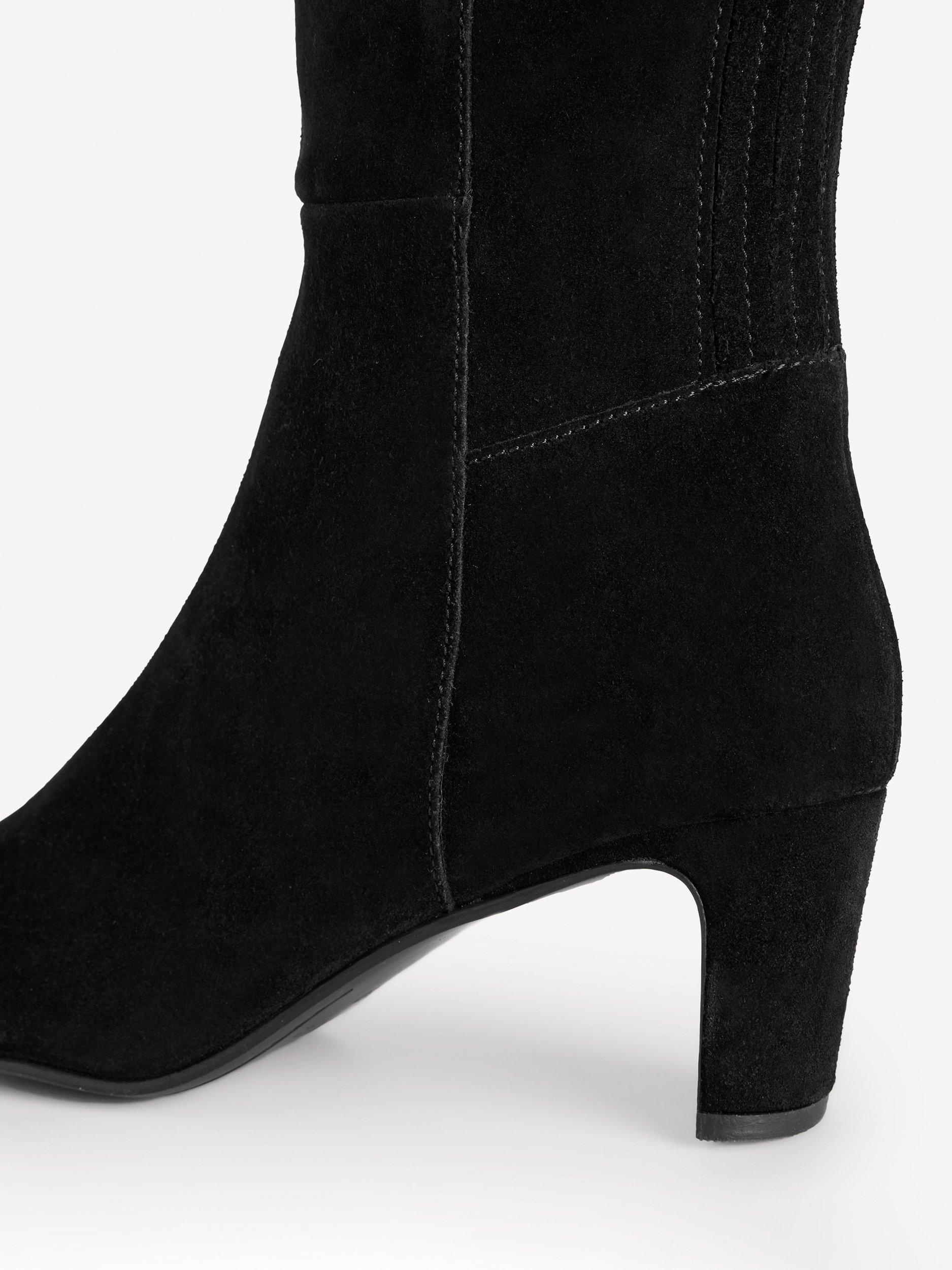 Boden Suede Back Panel Knee High Boots Black
