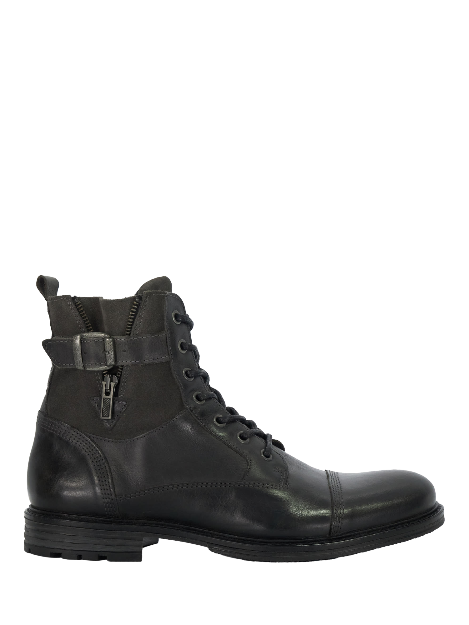 Dune Call Casual Buckle Detail Ankle Boots Charcoal