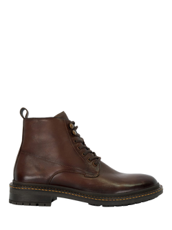 Dune London Calio Leather Chunky Lace Up Casual Boots, Brown, Brown