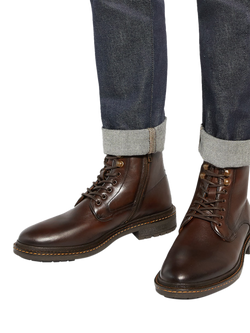 Dune London Calio Leather Chunky Lace Up Casual Boots, Brown - view 2, Brown