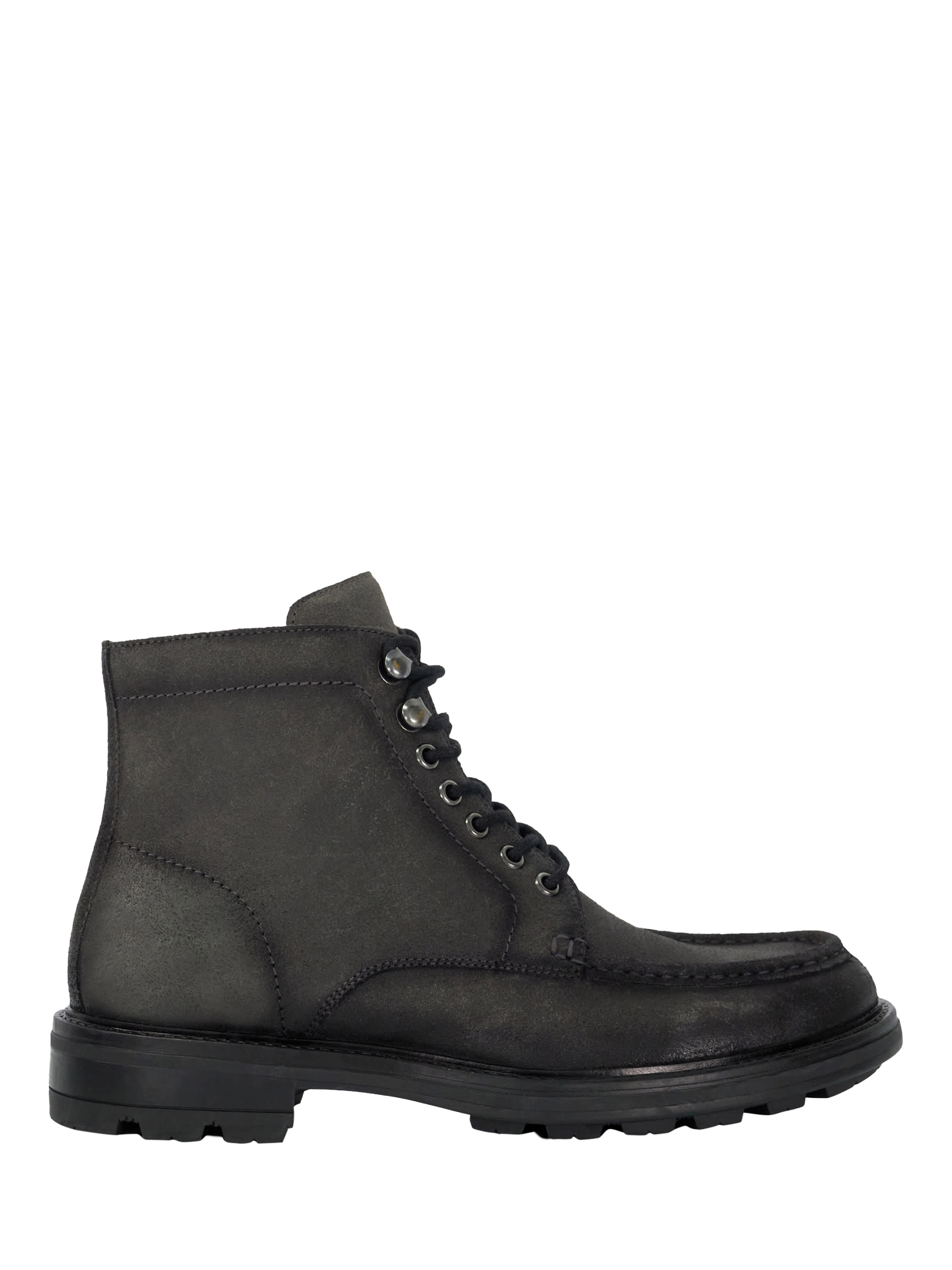 Dune Clarise Suede Lace Up Cleated Sole Casual Boots Dark Grey