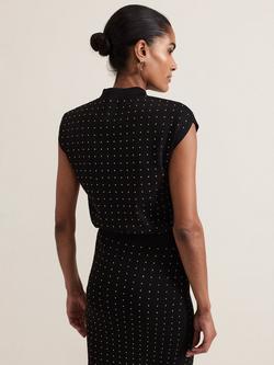 Phase Eight Kendall Stud Knit Top, Black - view 2, Black