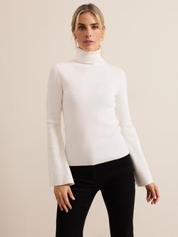 Phase Eight Fran Ribbed Roll Neck Jumper, Ivory