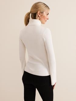 Phase Eight Fran Ribbed Roll Neck Jumper - view 2, Ivory