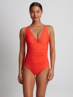 Lauren Ralph Lauren Ruched Ring Front Swimsuit - view 2, Persimmon