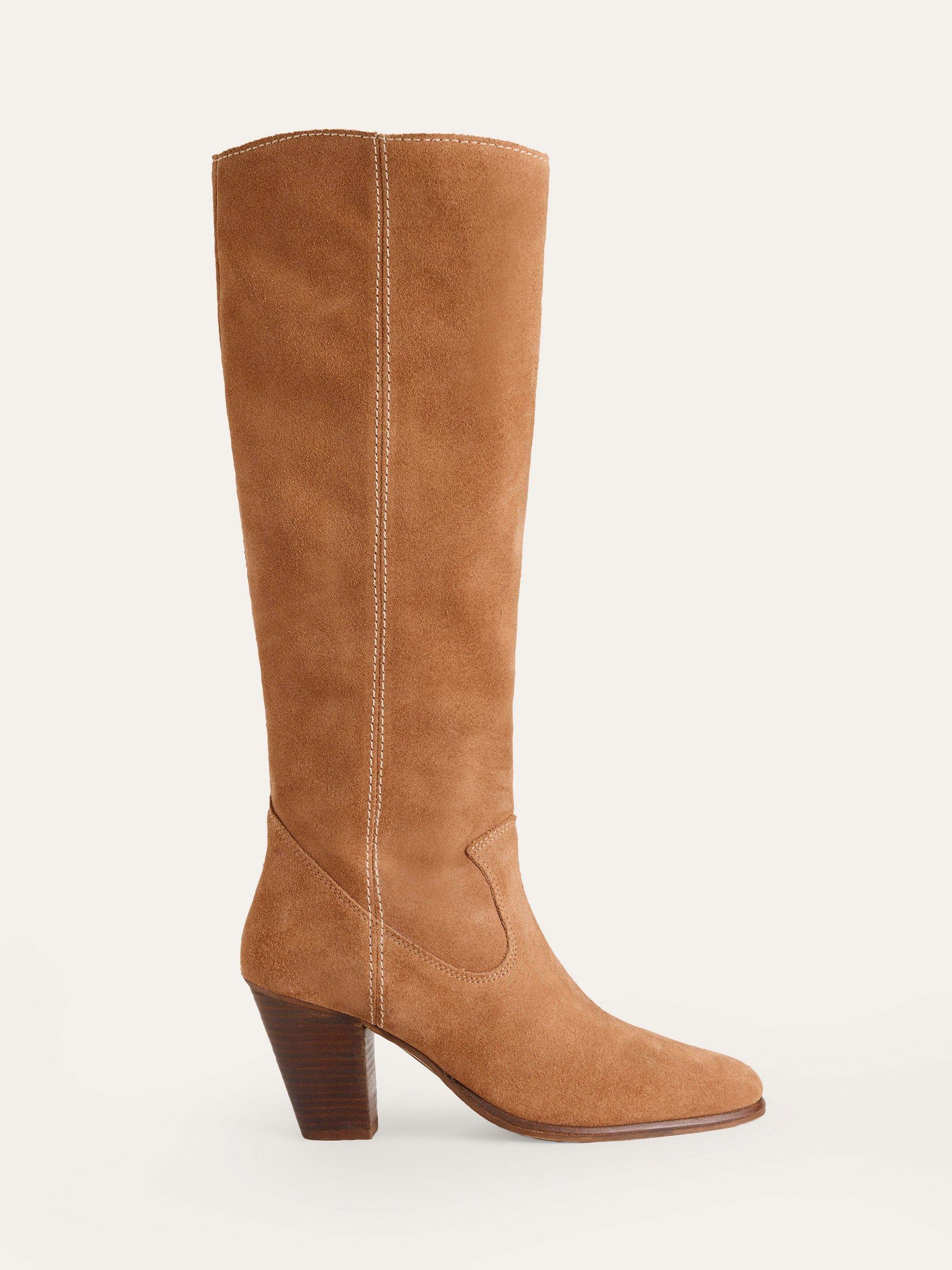 Boden Suede Knee High Boots Tan