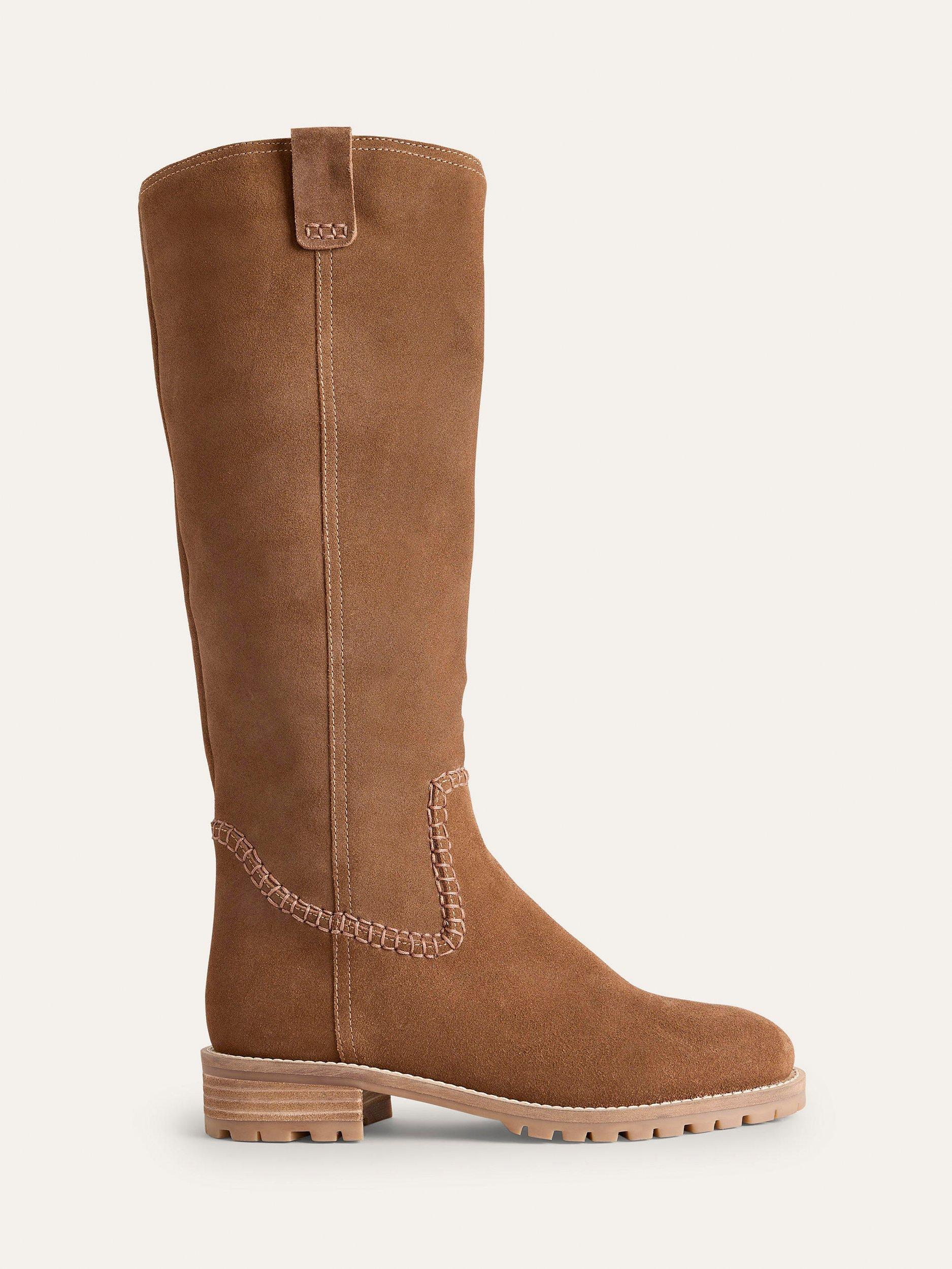 Boden Suede Flat Knee High Boots Tan