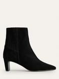 Boden Suede Back Panel Pointed Heeled Ankle Boots, Black