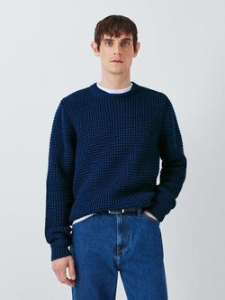 Peregrine Fisherman Knit Crew Neck Jumper, Cobalt