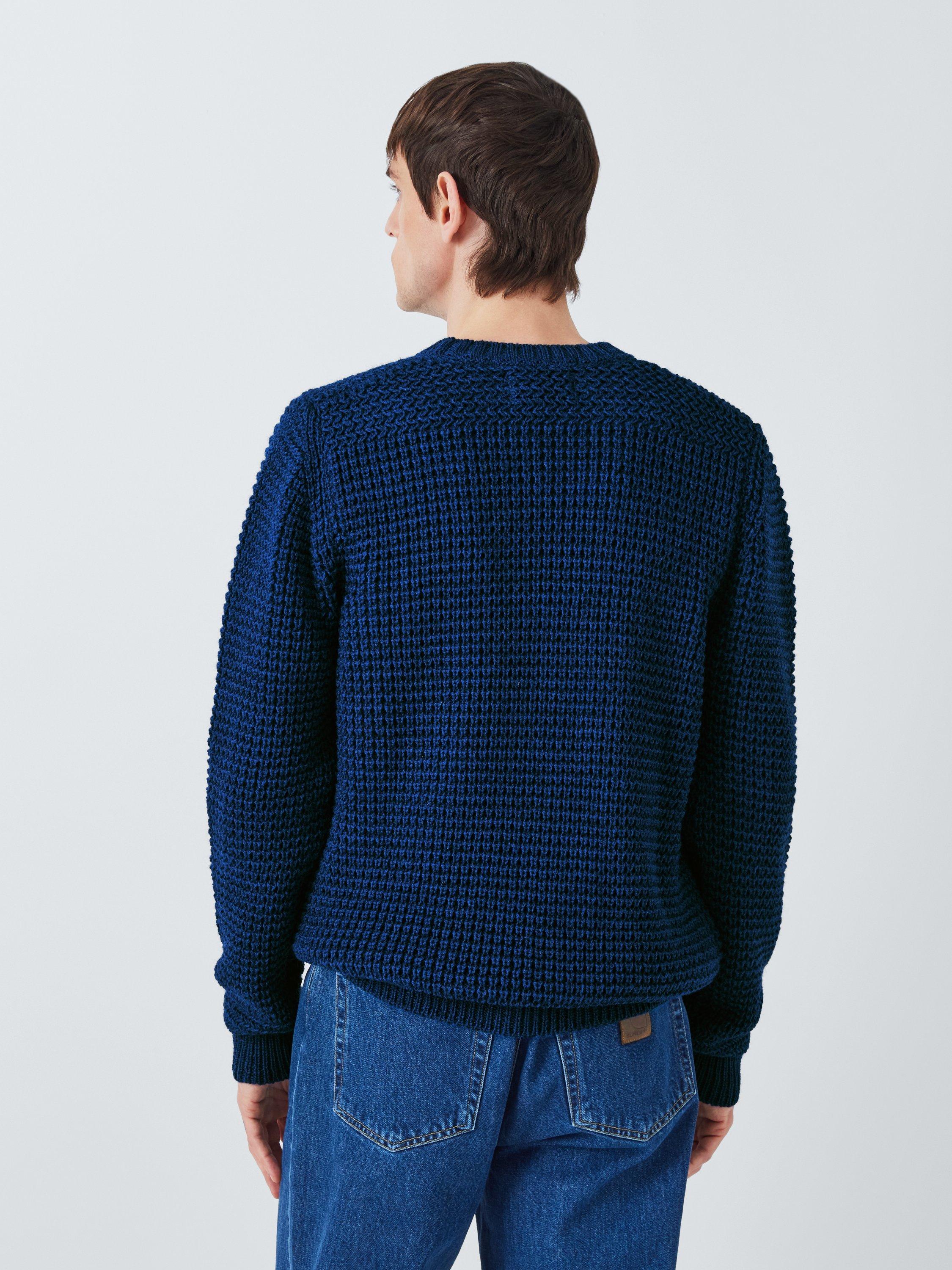 Product image 2 of 5, which shows Peregrine Fisherman Knit Crew Neck Jumper, Cobalt, S