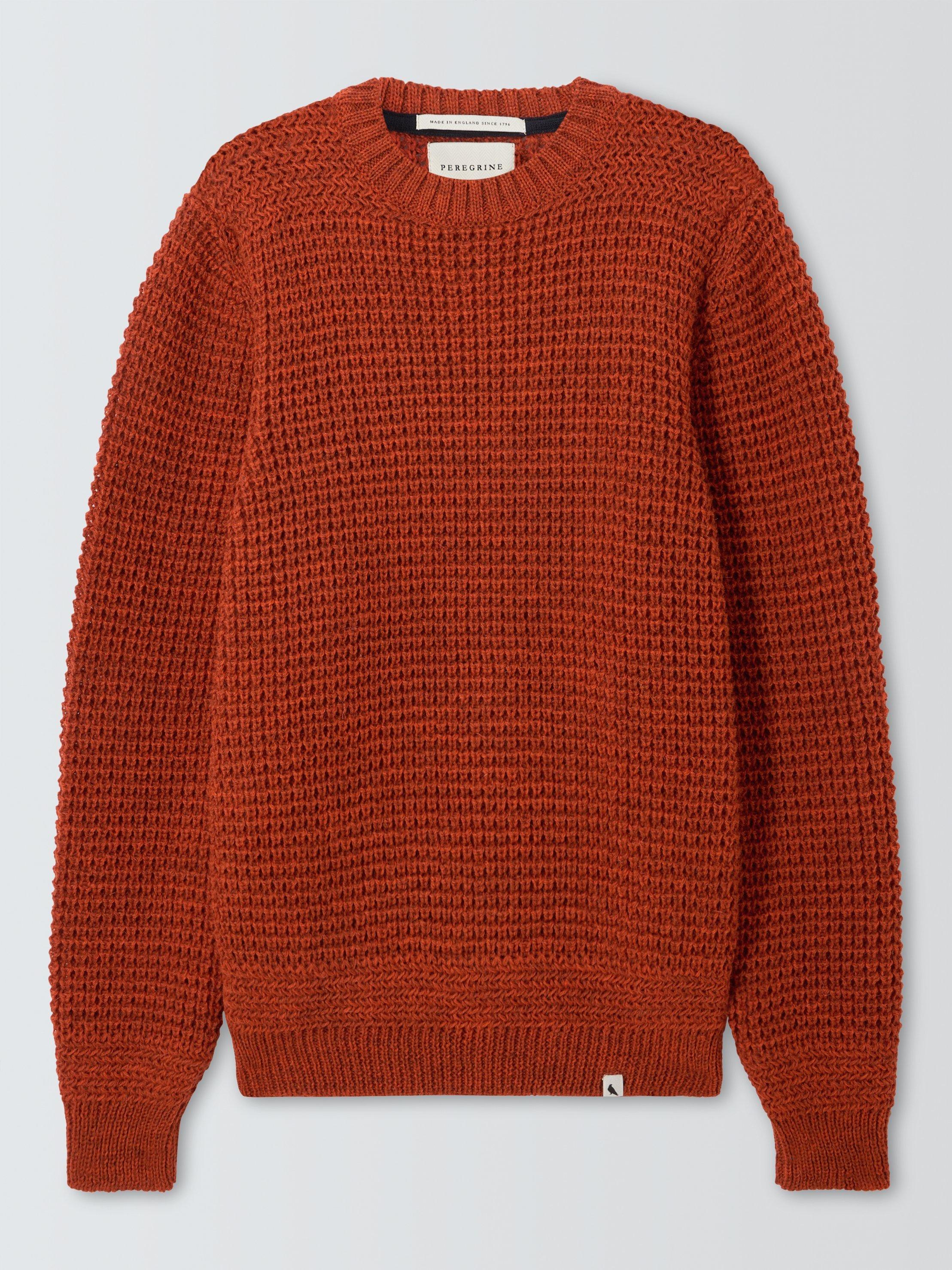 Product image 1 of 1, which shows Peregrine Fisherman Knit Crew Neck Jumper, Burnt Orange, S