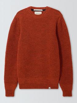 Peregrine Fisherman Knit Crew Neck Jumper, Burnt Orange