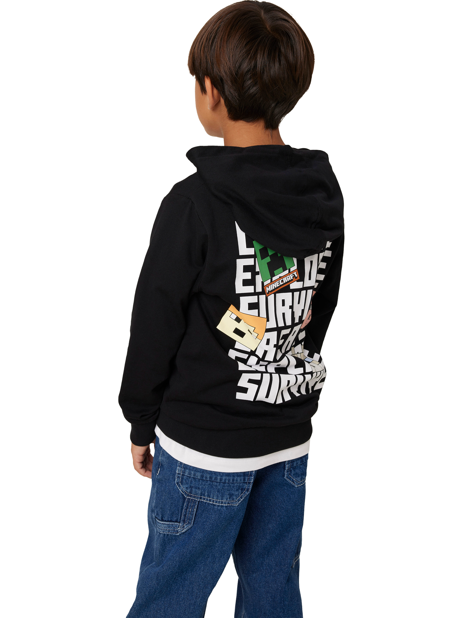 Product image 2 of 3, which shows NAME IT Kids' Minecraft Cotton Hoodie, Black, 6 years