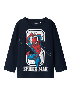 NAME IT Kids' Spider-Man Long Sleeve T-Shirt, Dark Sapphire, Dark Sapphire