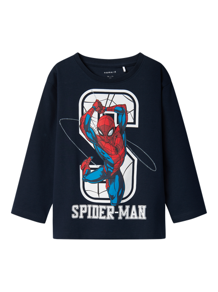 NAME IT Kids' Spider-Man Long Sleeve T-Shirt, Dark Sapphire, Dark Sapphire