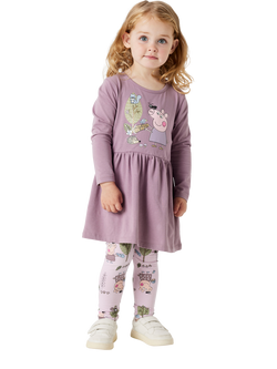 NAME IT Kids' Peppa Pig Dress, Elderberry - view 2, Elderberry