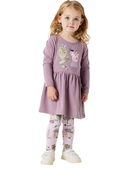 NAME IT Kids' Peppa Pig Dress, Elderberry - view 2, Elderberry