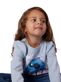 NAME IT Kids' Stitch Long Sleeve Top, Subdued Blue, Subdued Blue