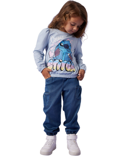 NAME IT Kids' Stitch Long Sleeve Top, Subdued Blue - view 2, Subdued Blue