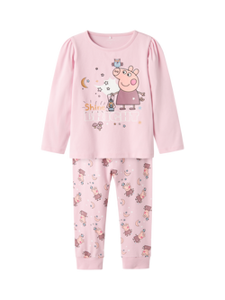 NAME IT Kids' Peppa Pig Pyjama Set, Winsome Orchid - view 2, Winsome Orchid
