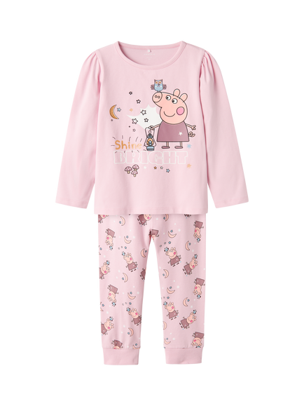 NAME IT Kids' Peppa Pig Pyjama Set, Winsome Orchid - view 2, Winsome Orchid