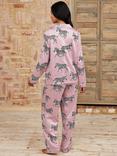 Chelsea Peers Zebra Satin Pyjama Set, Pink/Multi, Pink/Multi