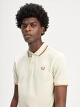 Fred Perry Twin Tipped Regular Fit Polo Shirt, Ecru/Honeycomb/Marmalade