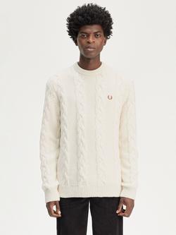 Fred Perry Chunky Cable Knit Jumper, Ecru - view 2, Ecru