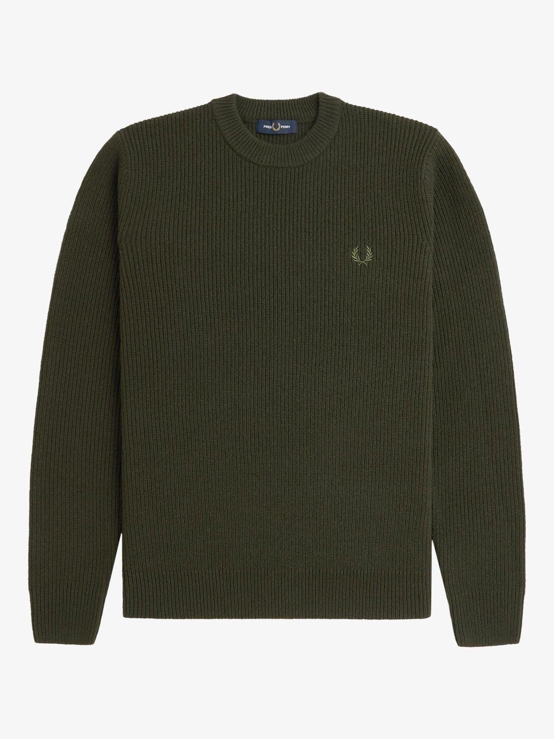 Product image 4 of 5, which shows Fred Perry Lambswool Crew Neck Jumper, Hunting Green, S