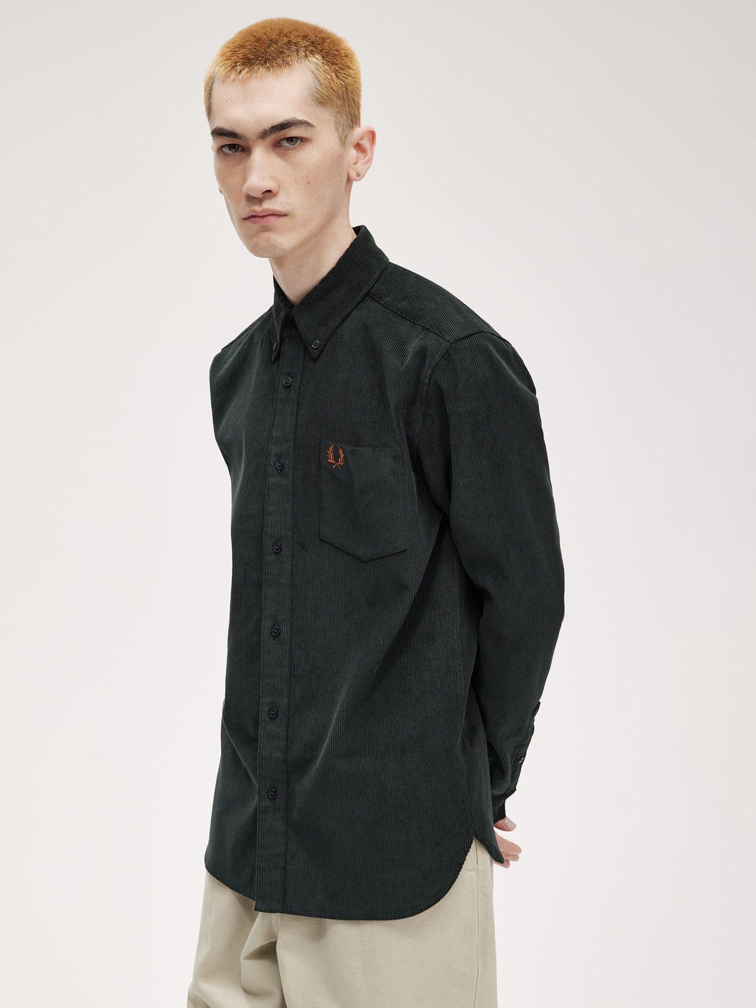 Product image 1 of 5, which shows Fred Perry Corduroy Shirt, Night Green, S