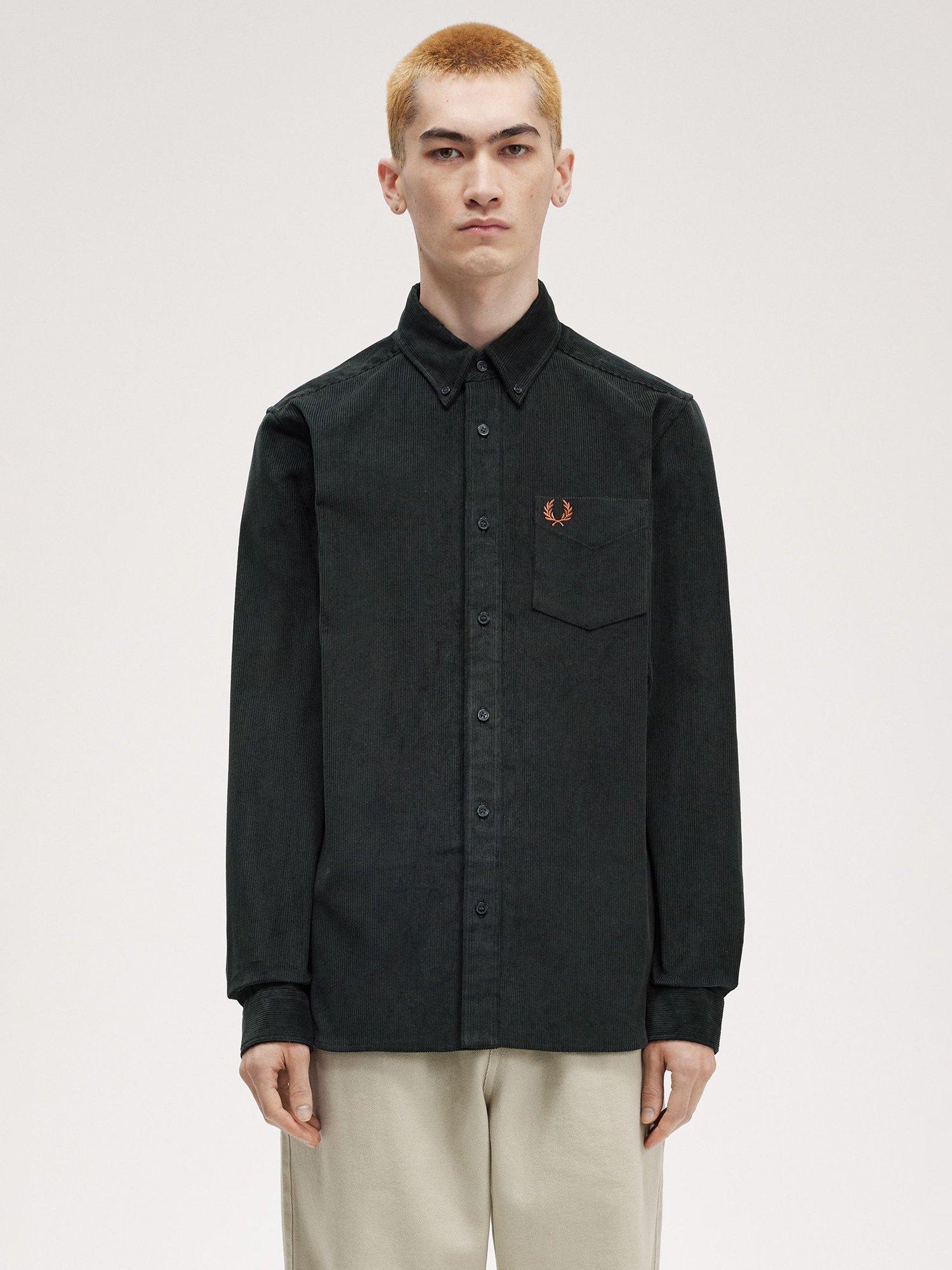 Product image 2 of 5, which shows Fred Perry Corduroy Shirt, Night Green, S