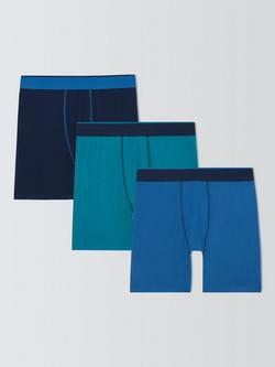 John Lewis Bamboo Trunks, Pack of 3, Blue, Blue