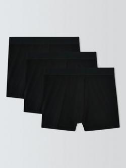 John Lewis Ultra Soft Modal Trunks containing TENCEL™ Modal, Pack of 3, Black, Black