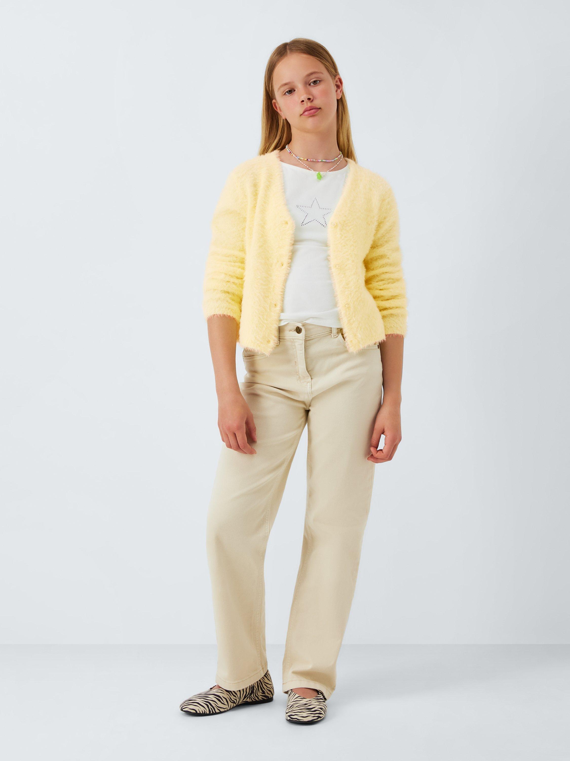 Product image 2 of 7, which shows John Lewis Kids' Fluffy Yarn Cardigan, Yellow, 8 years