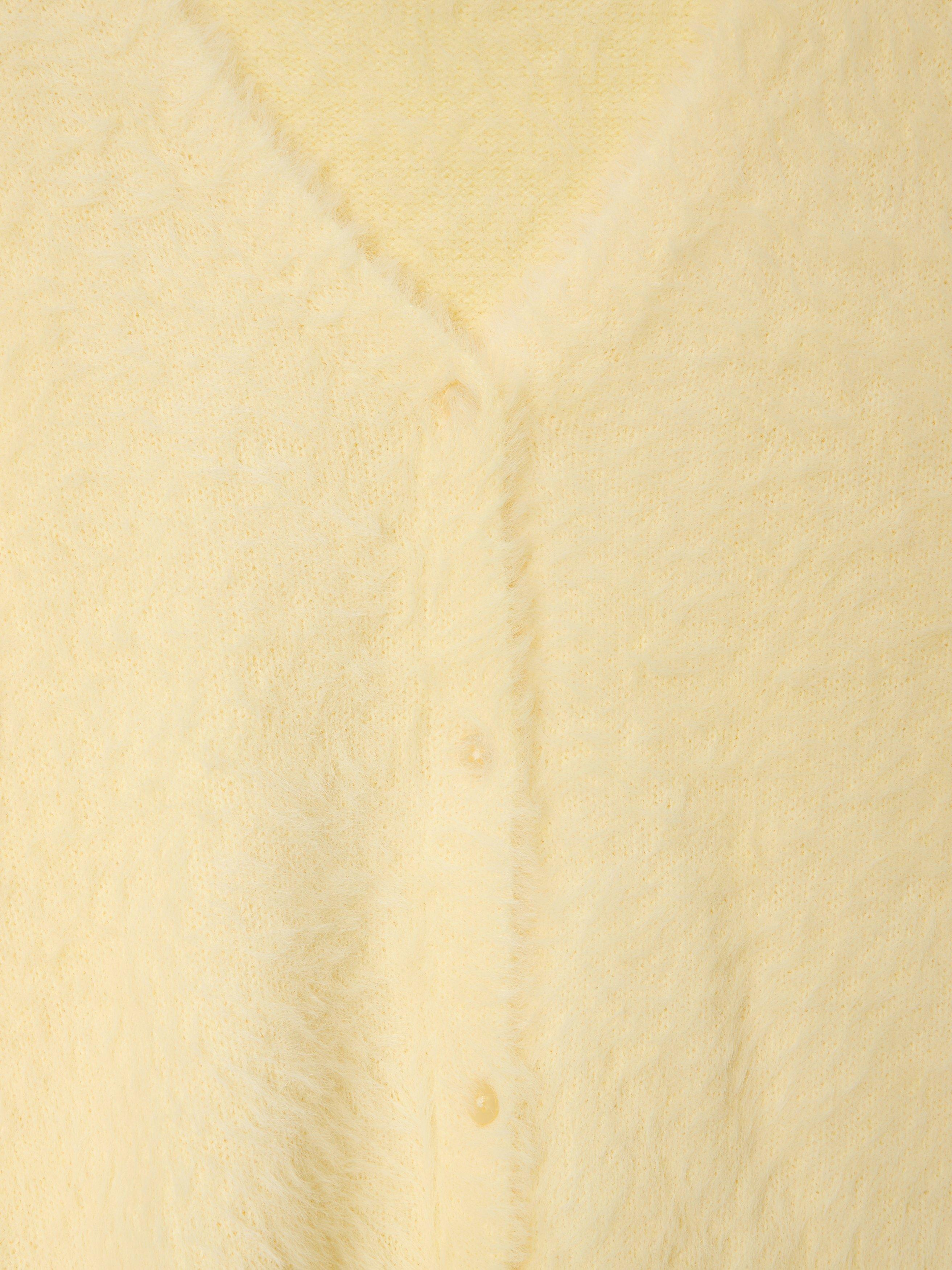Product image 6 of 7, which shows John Lewis Kids' Fluffy Yarn Cardigan, Yellow, 8 years