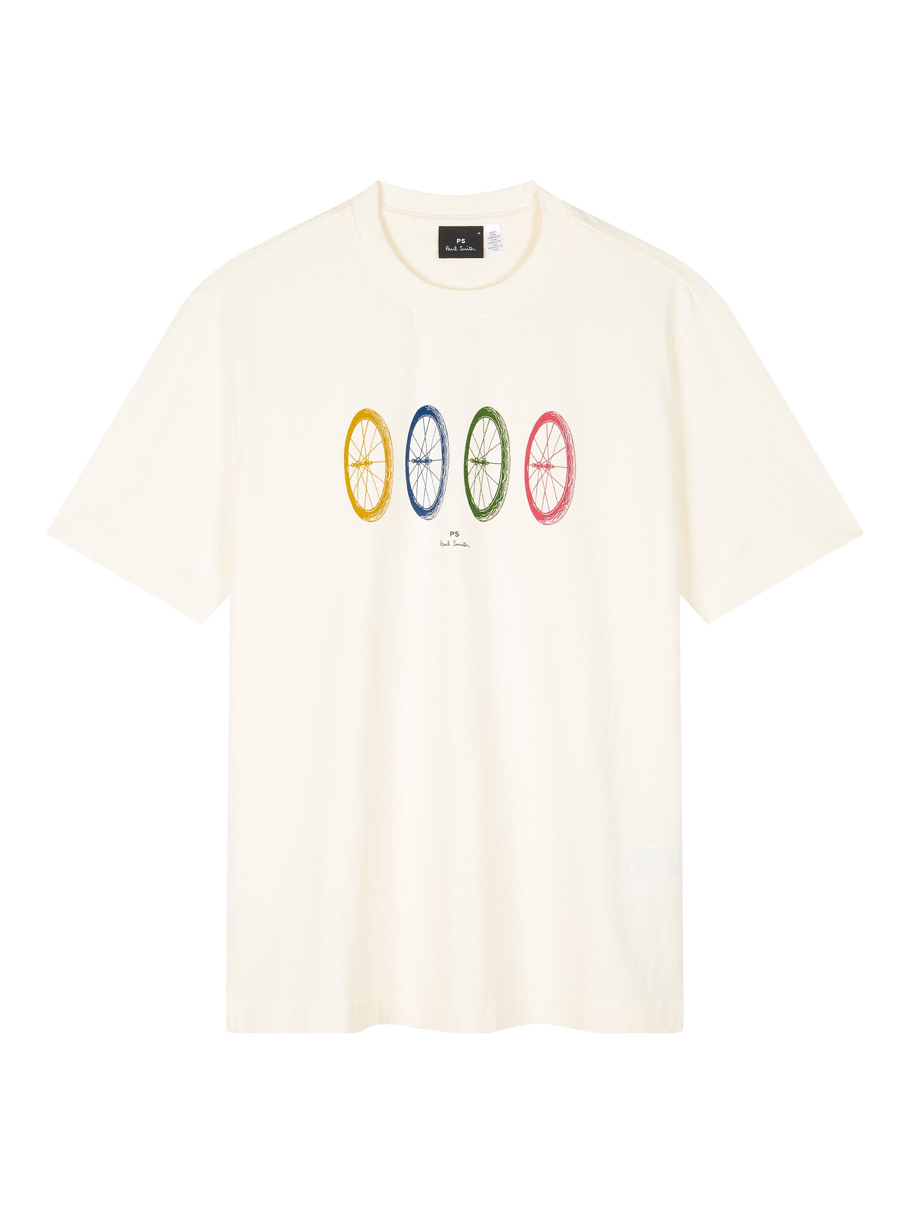 Product image 1 of 2, which shows PS Paul Smith Organic Cotton Regular Fit Short Sleeve Bike Wheel Graphic T-Shirt, White, S