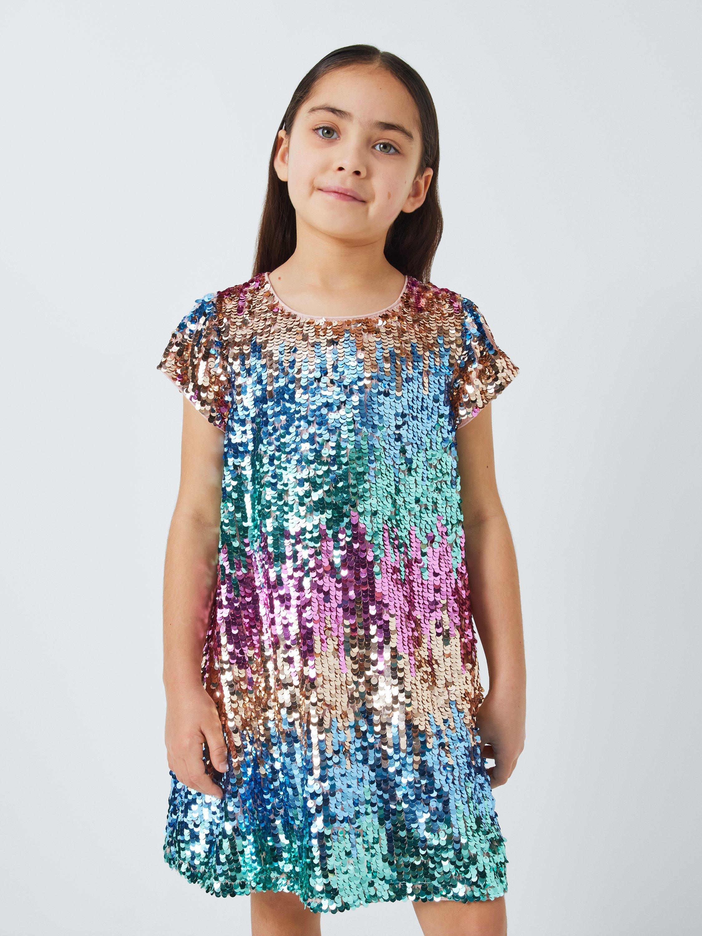 Product image 1 of 6, which shows John Lewis Kids' Ombre Sequin Party Dress, Multi, 7 years
